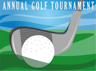 Annual golf tournament logo featuring a golf club and ball