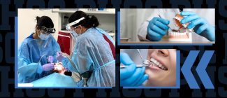 A female PHSC dental student cleaning a patient's teeth with a female PHSC instructor.